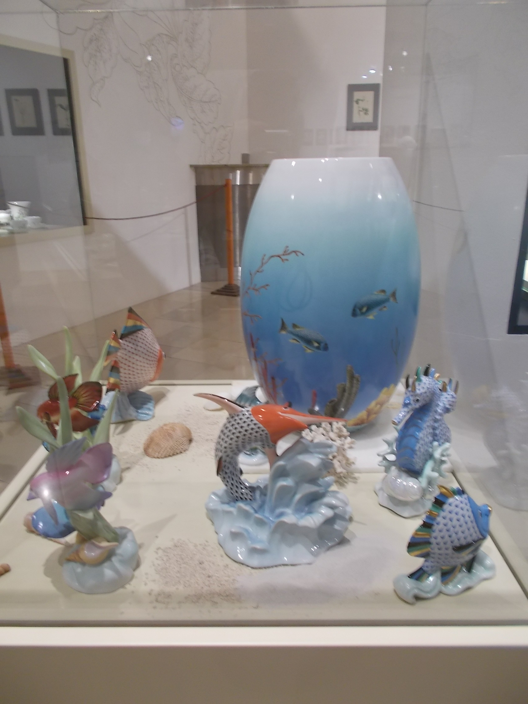 Herend fishnet porcelain fish figurines