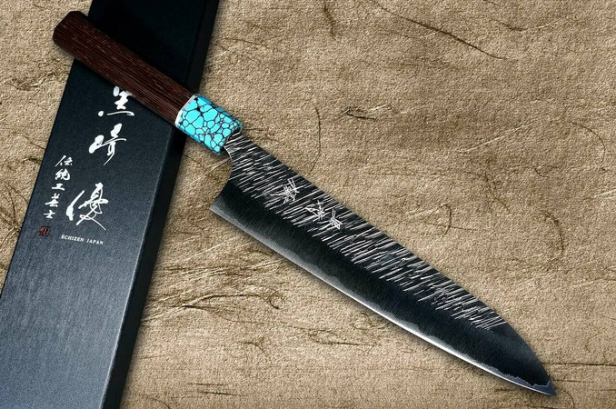黒﨑打刃物 風神系列 SPG2包钢 210mm 牛刀 蓝松石檀木柄